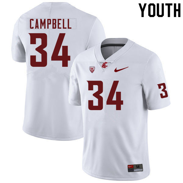 Youth #34 Lamar Campbell Washington Cougars College Football Jerseys Sale-White - Click Image to Close
